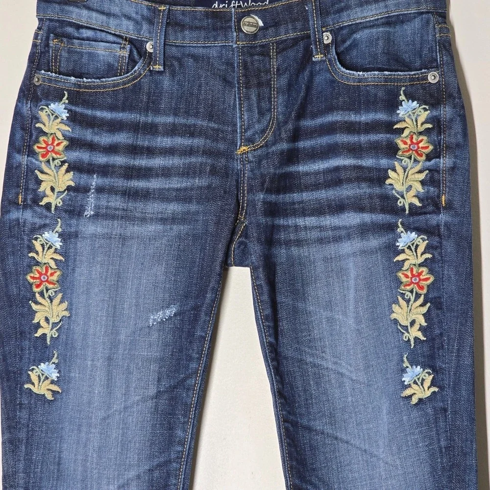 Driftwood Embroidered‎ Floral Jeans Womens 27 Skinny Boho Denim